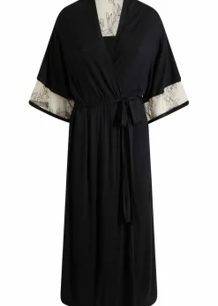 Langer Viskose Kimono mit Stickerei