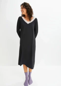 Langes Nachthemd aus softem Viskose-Mix