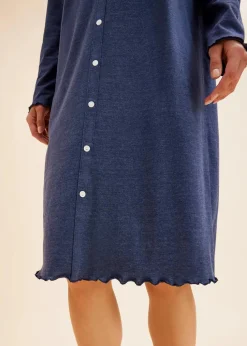 Langes Nachthemd mit Knopfleiste