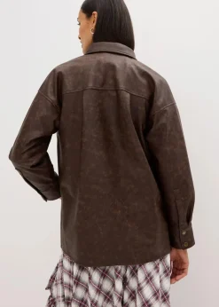 Lederimitat-Hemd in Used-Optik