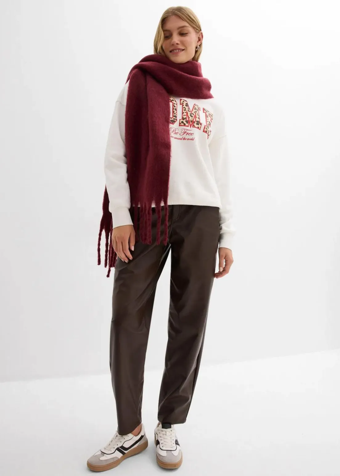 Lederimitat-Hose im Barrel Shape, Mid Waist