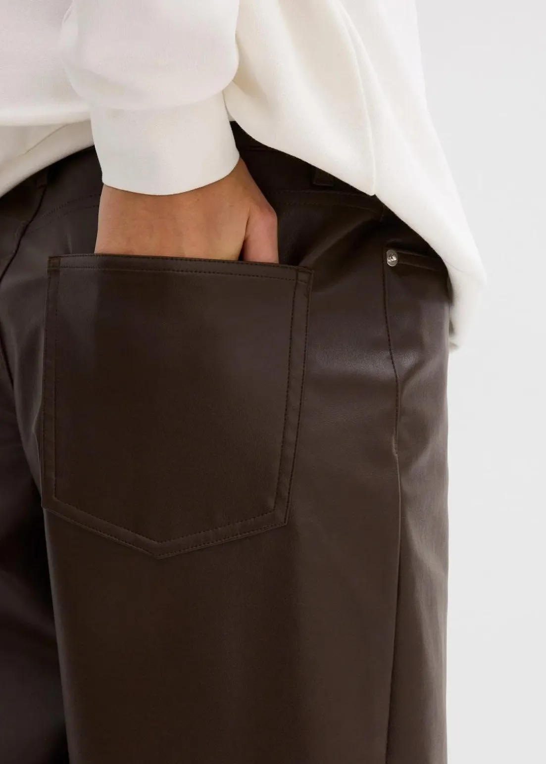 Lederimitat-Hose im Barrel Shape, Mid Waist