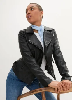 Lederimitat-Jacke aus reiner Viskose