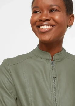 Lederimitat-Jacke aus reiner Viskose