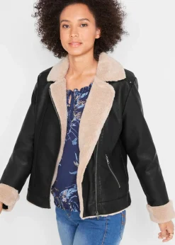 Lederimitat-Jacke, gefüttert