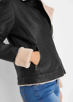 Lederimitat-Jacke, gefüttert