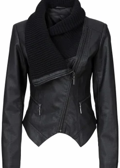 Lederimitat-Jacke mit Schalkragen