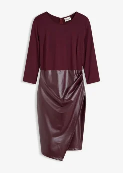 Lederimitat-Kleid mit Jersey-Oberteil