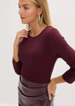 Lederimitat-Kleid mit Jersey-Oberteil