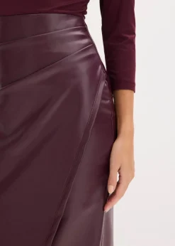 Lederimitat-Kleid mit Jersey-Oberteil