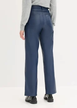 Lederimitat-straight Leg Hose mit Biese