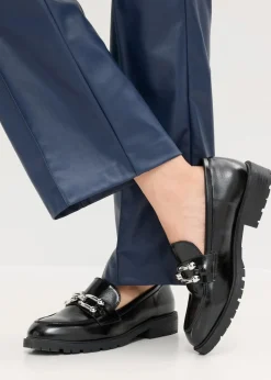 Lederimitat-straight Leg Hose mit Biese