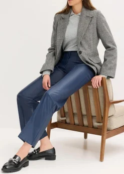 Lederimitat-straight Leg Hose mit Biese