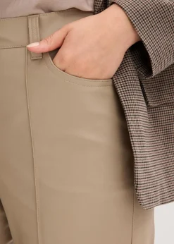 Lederimitat-straight Leg Hose mit Biese