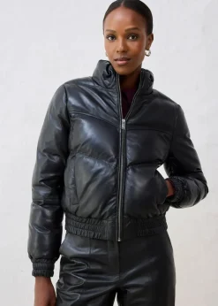 Leder-Steppjacke aus Lammnappa