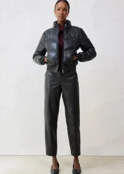 Leder-Steppjacke aus Lammnappa