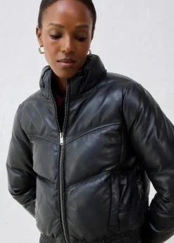 Leder-Steppjacke aus Lammnappa