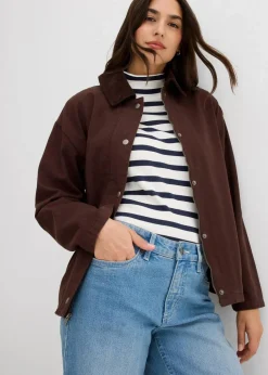 leichte Twill-Jacke mit Cordkragen