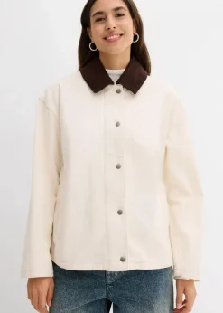 leichte Twill-Jacke mit Cordkragen