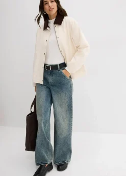 leichte Twill-Jacke mit Cordkragen