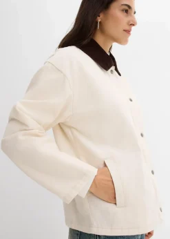 leichte Twill-Jacke mit Cordkragen