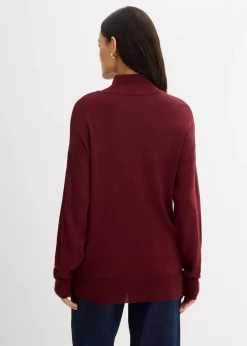 Leichter Feinstrickpullover mit breitem Turtleneck aus Viskose-Mix