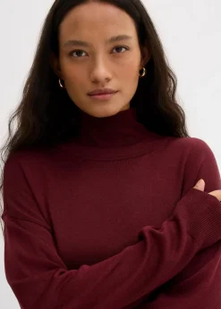 Leichter Feinstrickpullover mit breitem Turtleneck aus Viskose-Mix