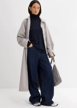 Leichter Feinstrickpullover mit breitem Turtleneck aus Viskose-Mix