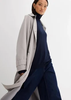 Leichter Feinstrickpullover mit breitem Turtleneck aus Viskose-Mix