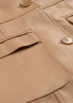 Leichter Lederimitat-Mantel mit Revers, tailliert