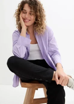 Leinenhose mit Taschendetails und Knöpfen am Saum