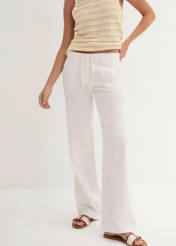 Leinen-Hose mit weitem Bein