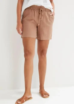 Leinen-Paperbag-Shorts