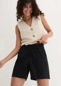 Leinen-Paperbag-Shorts