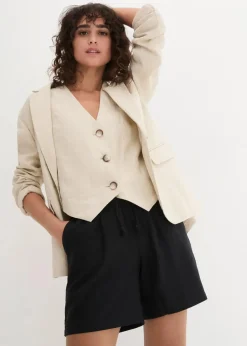 Leinen-Paperbag-Shorts