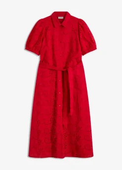 Lochstickerei-Blusenkleid aus reiner Baumwolle