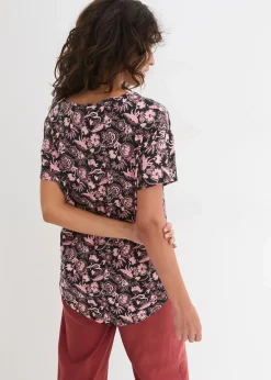 Locker geschnittenes Shirt aus Flammgarn mit abgerundetem Saum aus Bio-Baumwolle