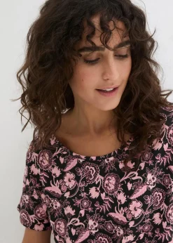 Locker geschnittenes Shirt aus Flammgarn mit abgerundetem Saum aus Bio-Baumwolle