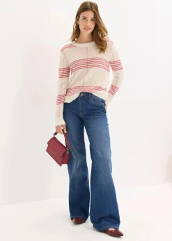 Locker gestrickter Pullover mit Woll- und Alpaka-Anteil