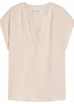 Lockere Satin-Kurzarmtunika mit überschnittenen Schultern