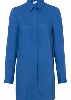 Longbluse mit Schlitz aus fließender Viskose