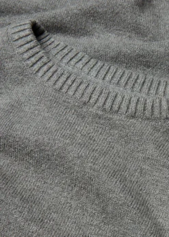 Long-Feinstrickpullover mit Seitenschlitzen aus Viskose-Mix