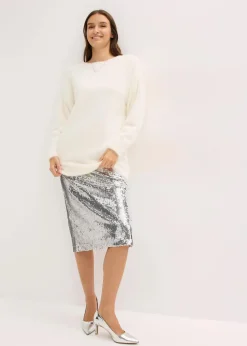 Longpullover aus weichem Federgarn