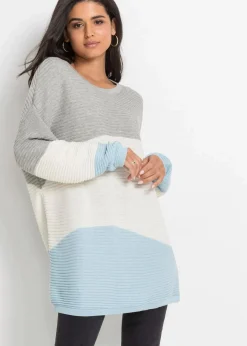 Longpullover mit Rippmuster