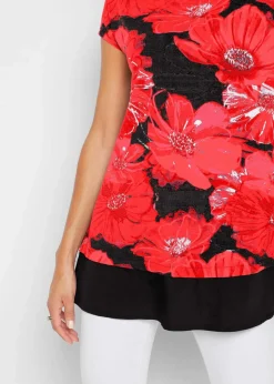 Long-Shirt mit Chiffon