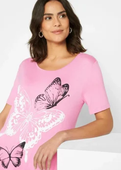 Longshirt mit Zipfel und Schmetterlingsmuster