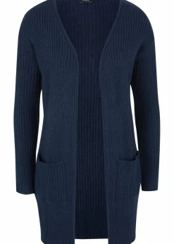 Longstrickjacke in breiter Rippenstruktur