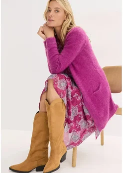 Longstrickjacke in Flauschoptik