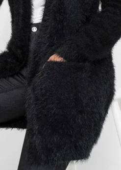 Longstrickjacke in Flauschoptik