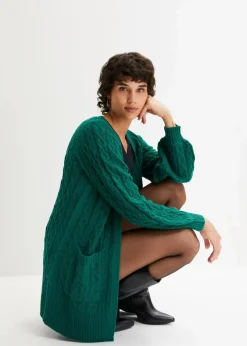 Longstrickjacke mit Ballonärmeln